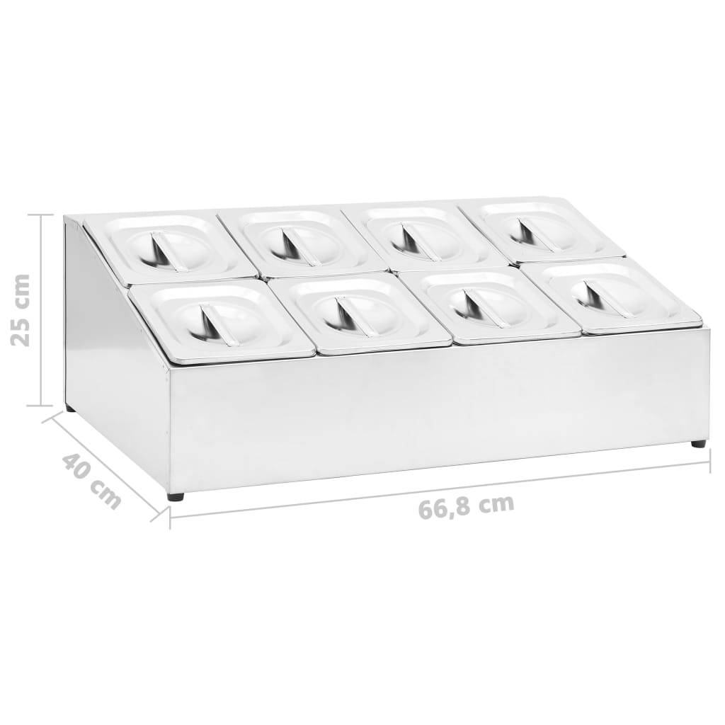 vidaXL Gastronorm-Ständer mit 8 GN 1/6 Behältern Edelstahl