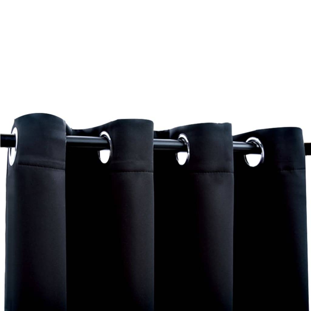 vidaXL Verdunkelungsvorhänge mit Metallösen 2 Stk. Schwarz 140x245 cm