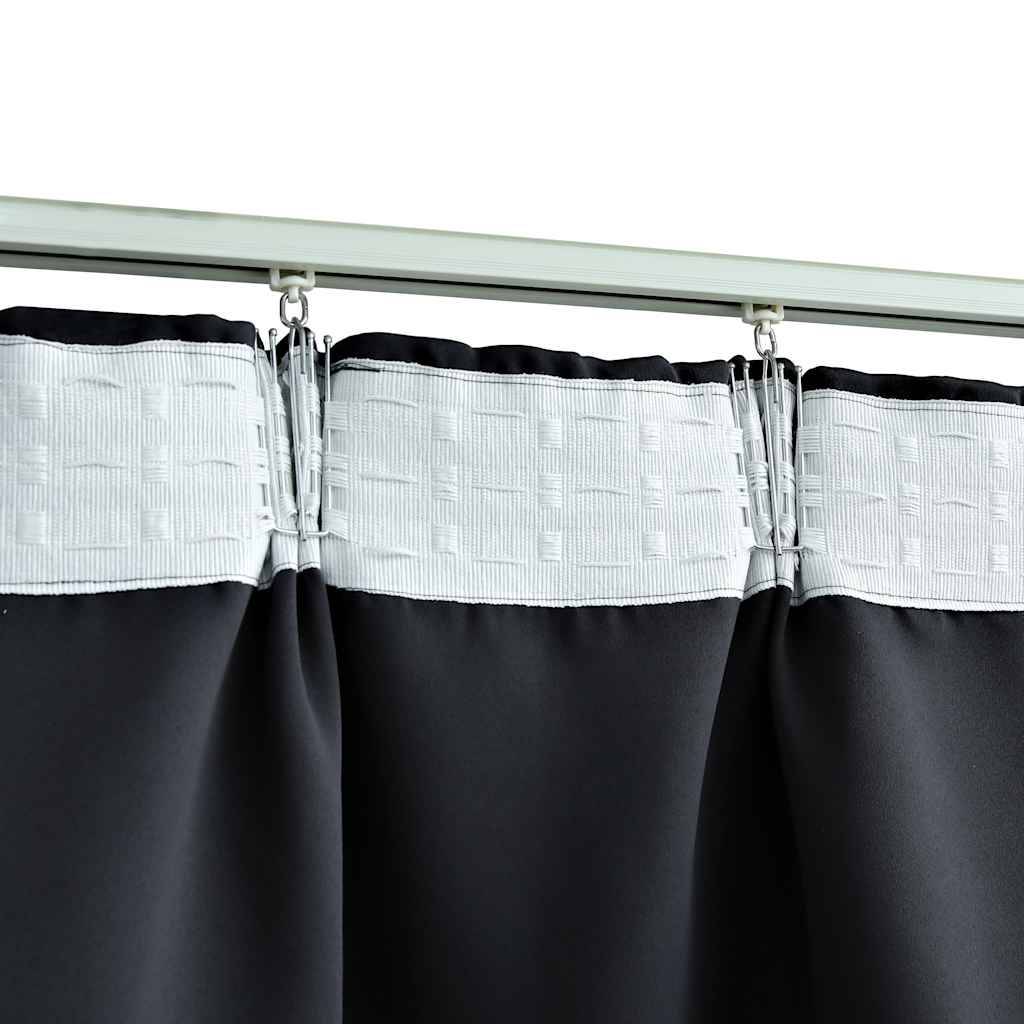 vidaXL Verdunkelungsvorhänge mit Haken 2 Stk. Schwarz 140x225cm
