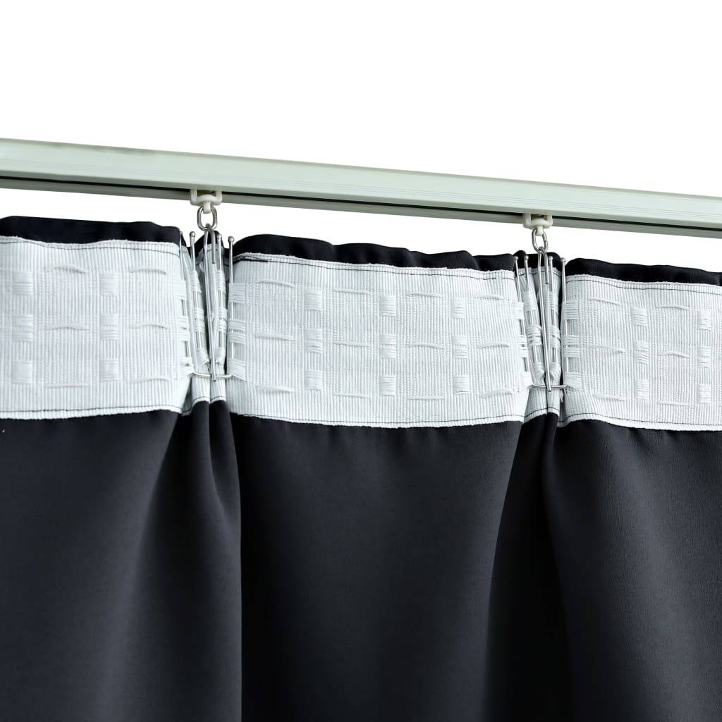vidaXL Verdunkelungsvorhänge mit Haken 2 Stk. Schwarz 140x245cm