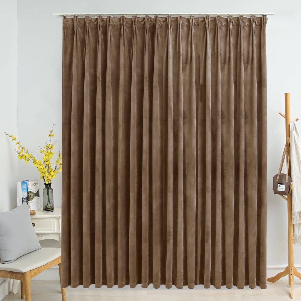 vidaXL Verdunkelungsvorhang mit Haken Samt Beige 290 x 245 cm