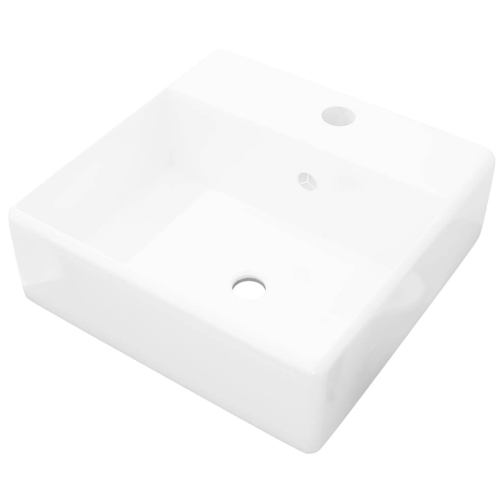 Waschbecken Keramikspülen Überlauf Hahnloch 41 x 41 cm