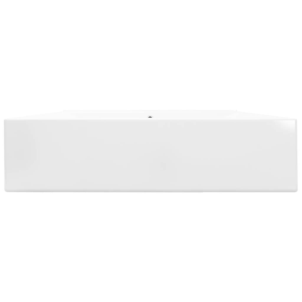 vidaXL Luxus-Waschbecken Keramik Rechteckig Weiß mit Hahnloch 60x46 cm