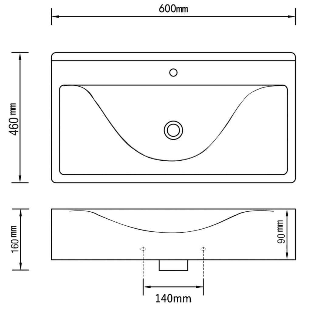vidaXL Luxus-Waschbecken Keramik Rechteckig Schwarz mit Hahnloch 60x46 cm