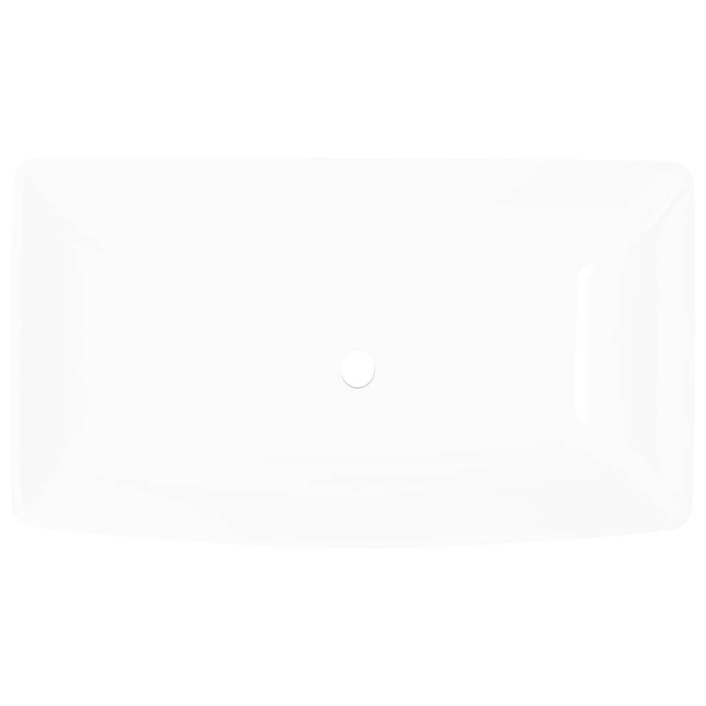 Keramik Waschtisch Waschbecken Rechteckig Weiß 71 x 39 cm