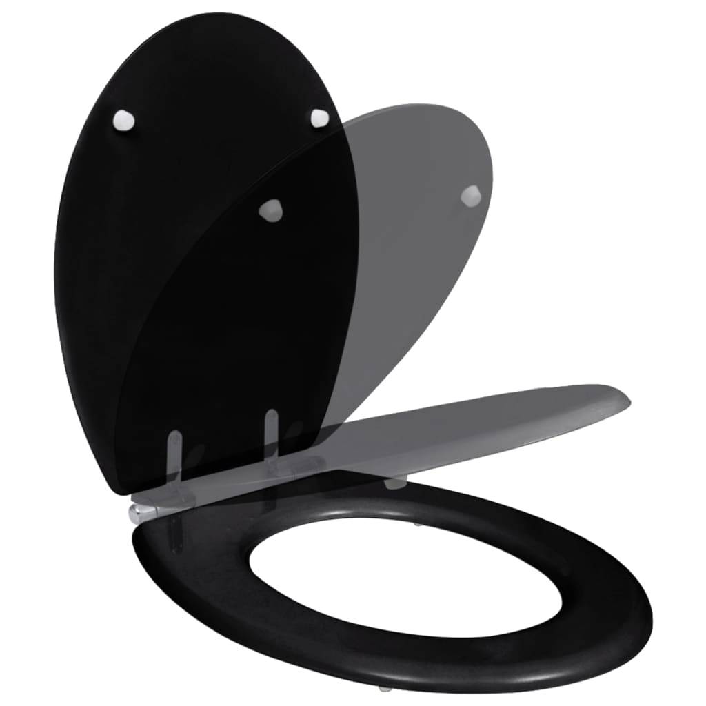 vidaXL Toilettensitz MDF Deckel mit Absenkautomatik Design Schwarz