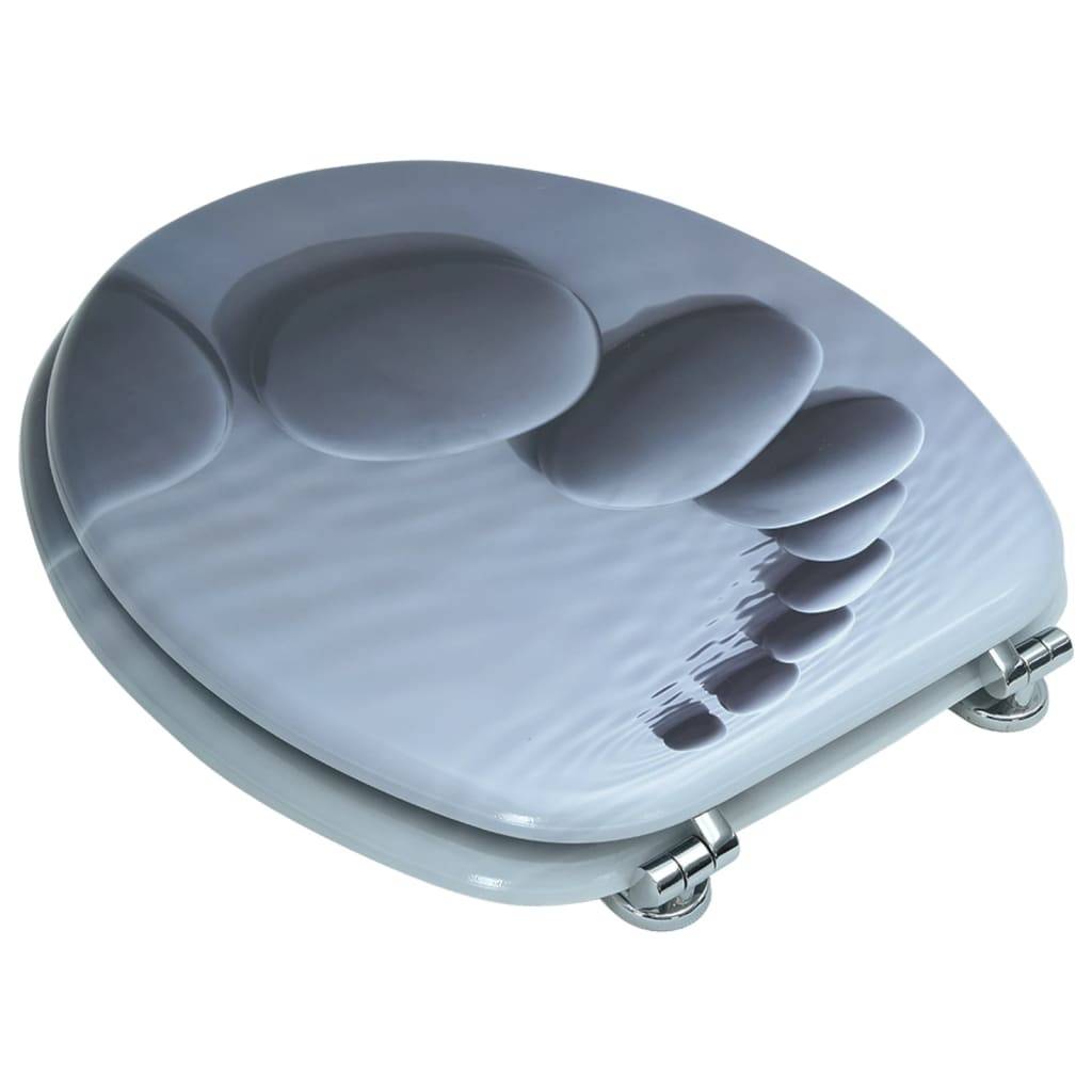 vidaXL Toilettensitz MDF Deckel Steine
