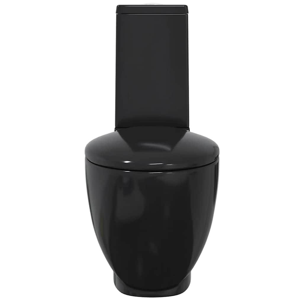 vidaXL Toilette Rund Keramik Schwarz