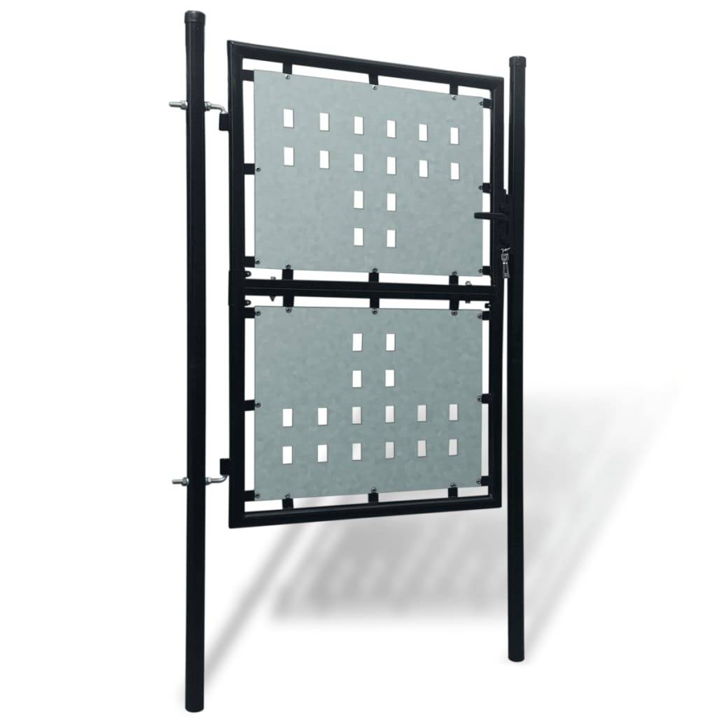 vidaXL Zauntor (Einzeltor) Schwarz 100x175 cm