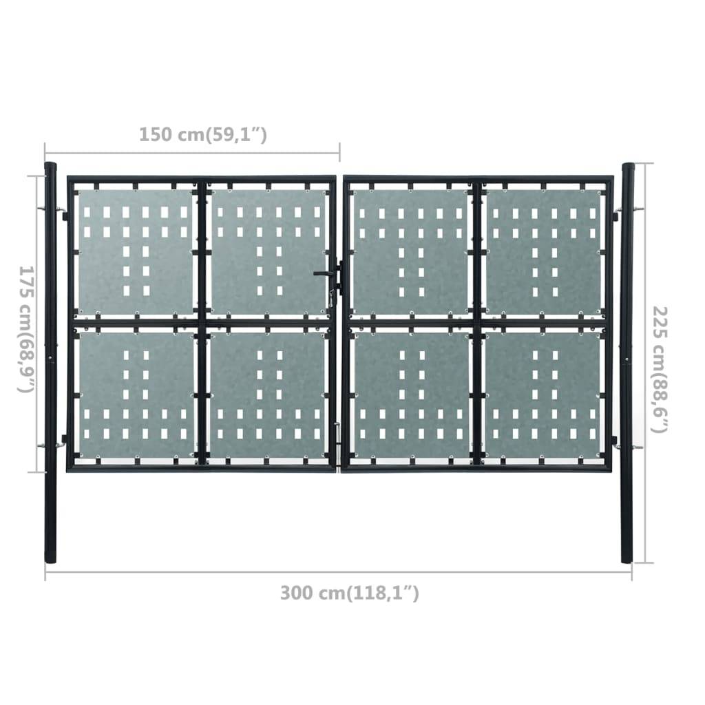 vidaXL Zauntor (Einzeltor) Schwarz 300x225 cm