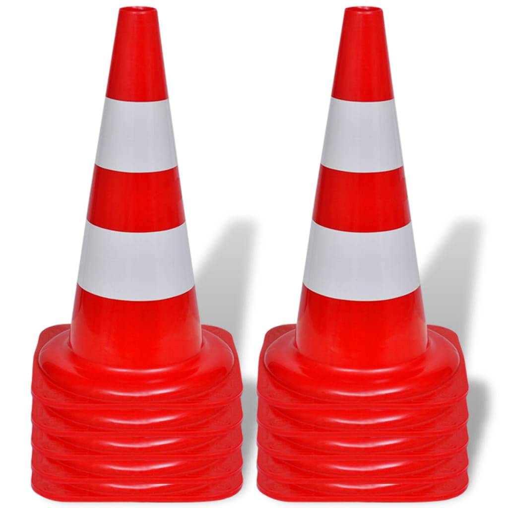 vidaXL Verkehrskegel 10 Stk. Reflektierend Rot und Weiß 50 cm