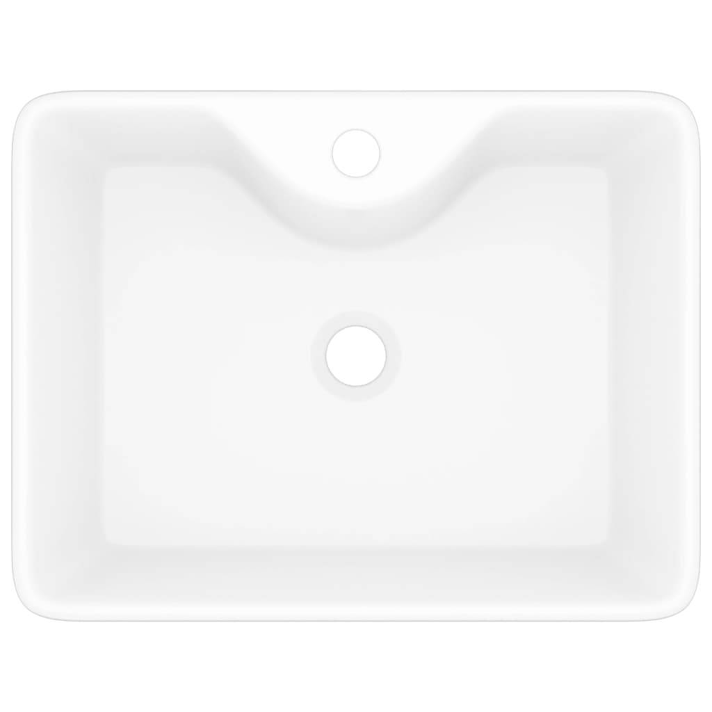 Keramik Waschbecken mit Hahnloch Weiß Quadratisch
