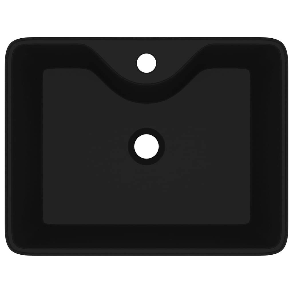 Keramik Waschbecken mit Hahnloch Schwarz Quadratisch
