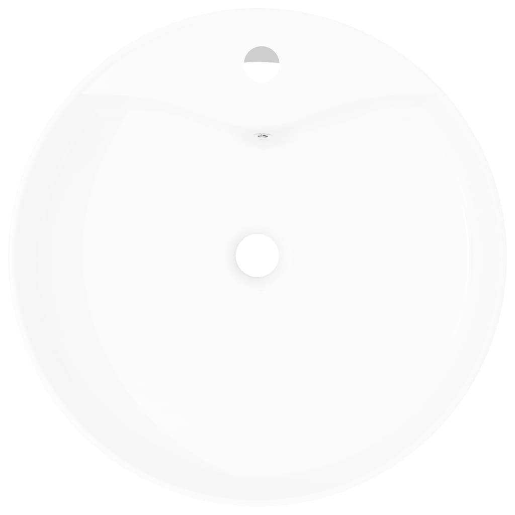 Keramik Waschbecken Hahnloch/Überlaufloch weiß rund