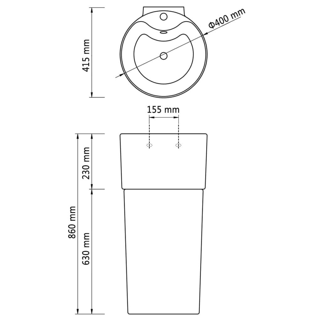 vidaXL Standwaschbecken Keramik mit Loch für Überlauf/Armatur Schwarz