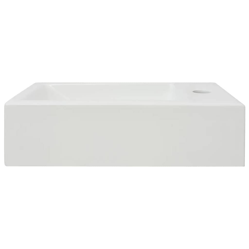 vidaXL Waschbecken Rechteckig mit Hahnloch Keramik Weiß 46x25,5x12 cm