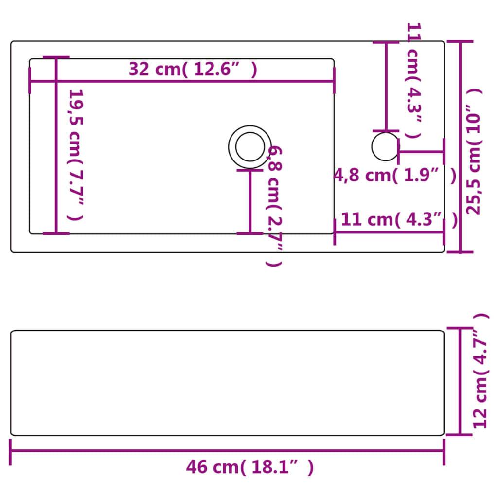 vidaXL Waschbecken Rechteckig mit Hahnloch Keramik Weiß 46x25,5x12 cm
