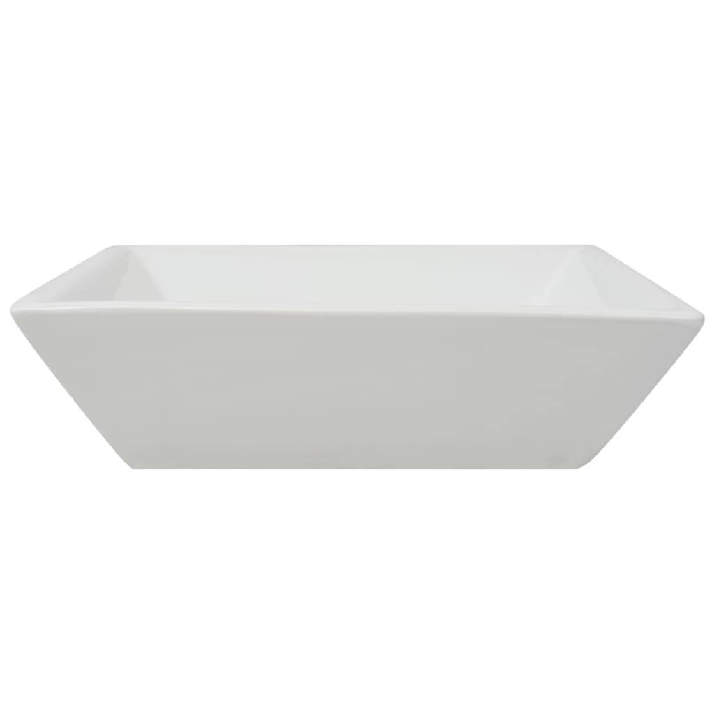 vidaXL Waschbecken Quadratisch Keramik Weiß 41,5 x 41,5 x 12 cm