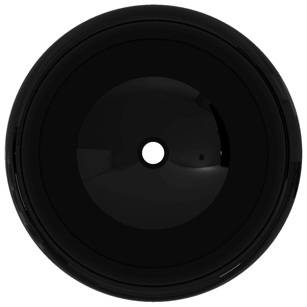 vidaXL Waschbecken Keramik Rund Schwarz 40 x 15 cm