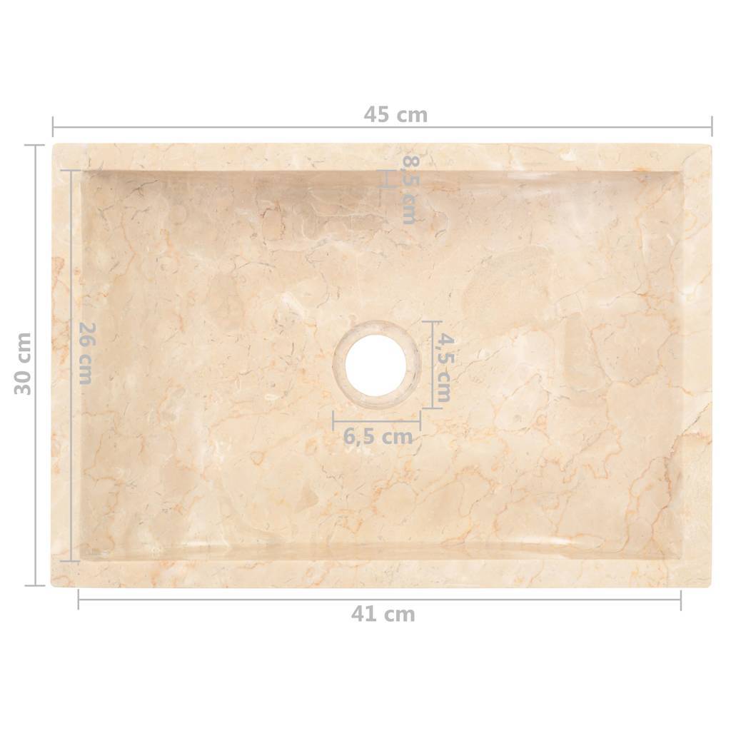 vidaXL Waschbecken 45x30x12 cm Marmor Hochglanz-Creme