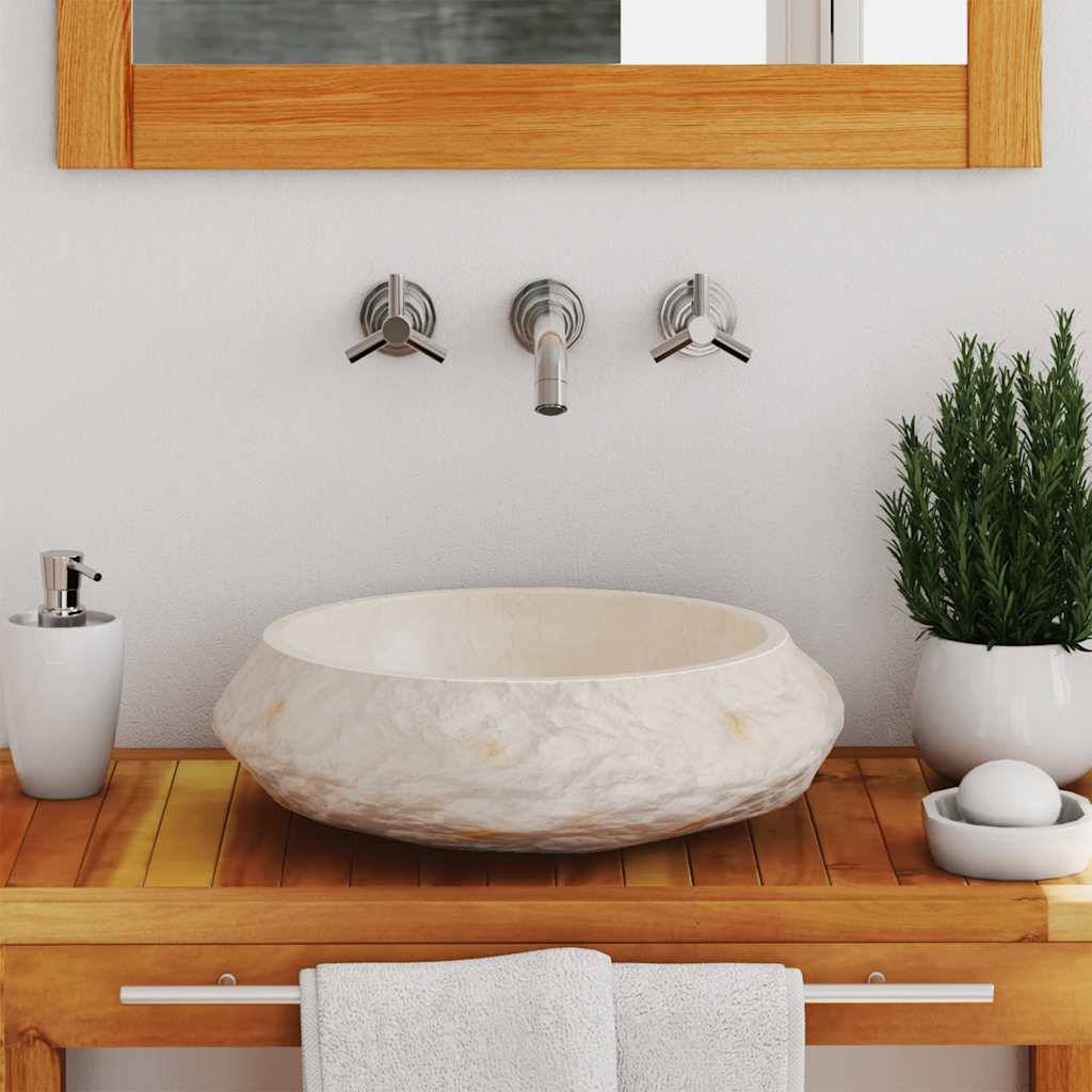 vidaXL Waschbecken 40x12 cm Marmor Creme