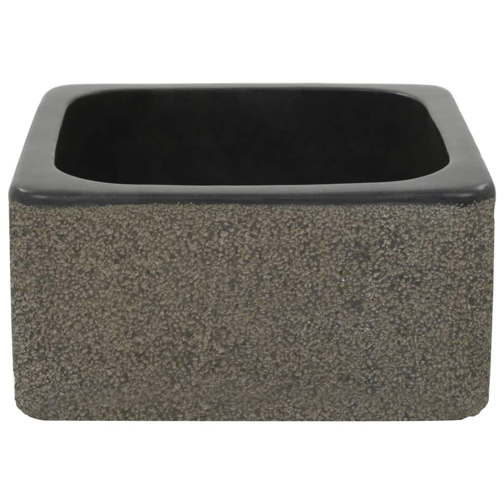 vidaXL Waschbecken 30x30x15 cm Flussstein Schwarz
