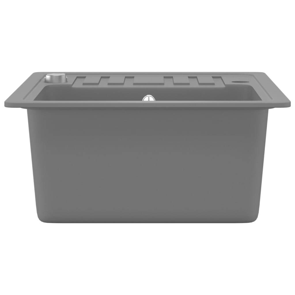 vidaXL Granitspüle Einzelbecken Grau
