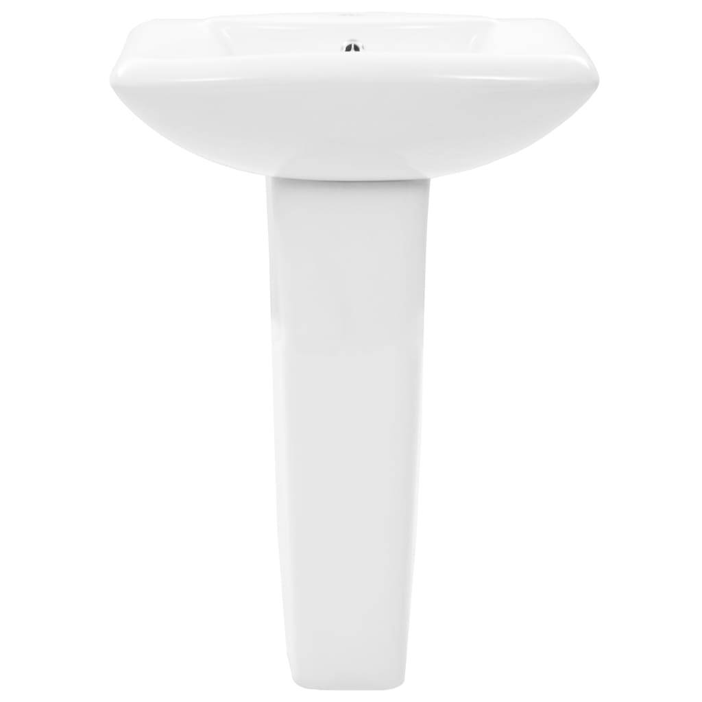 vidaXL Freistehendes Waschbecken mit Säule Keramik Weiß 580x470x200 mm