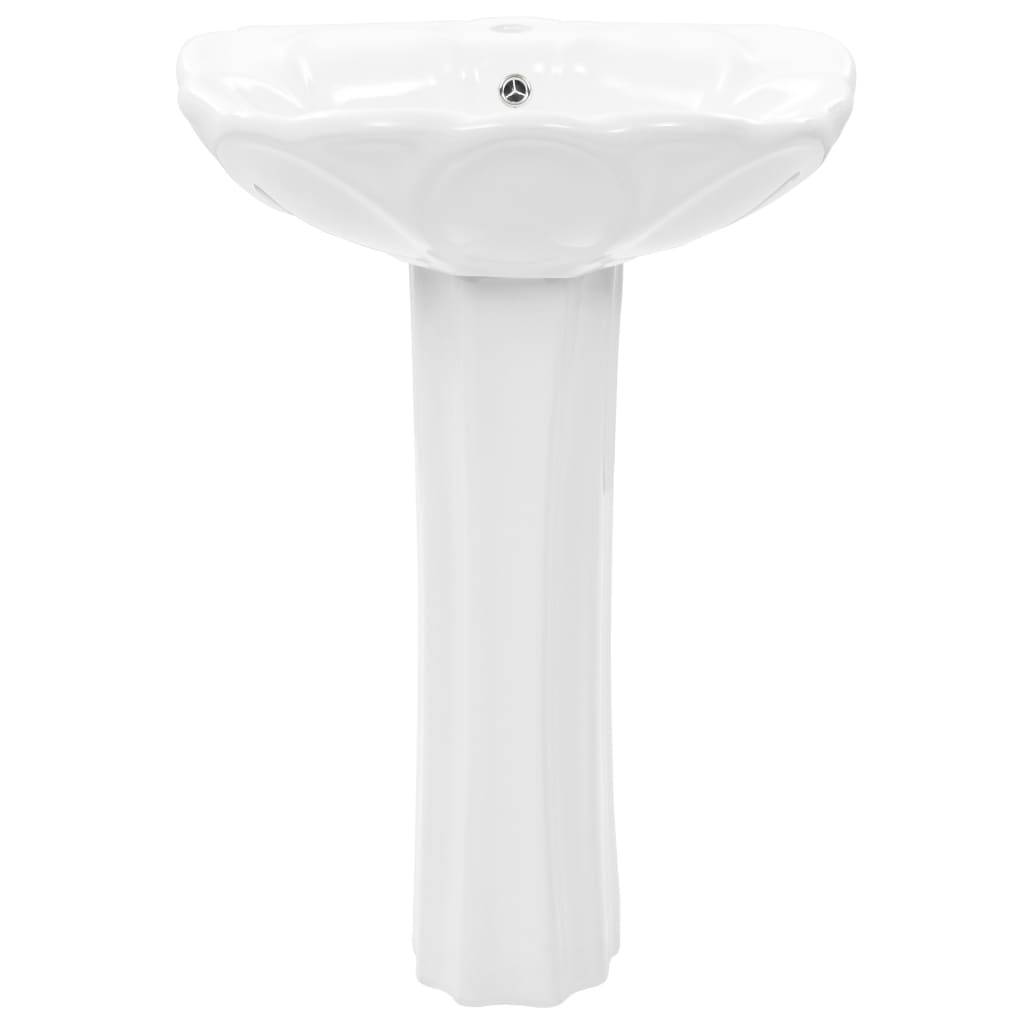 vidaXL Freistehendes Waschbecken mit Säule Keramik Weiß 580x510x200 mm