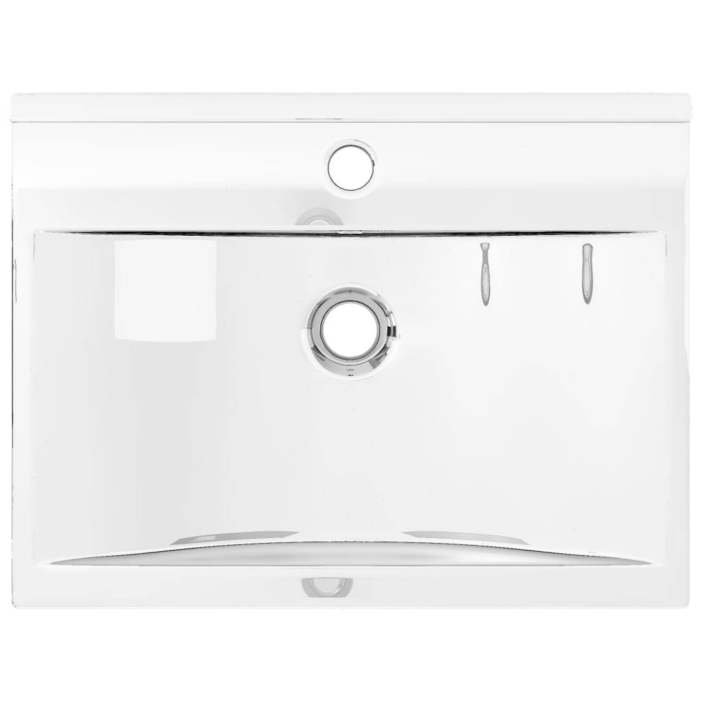 vidaXL Waschbecken mit Überlauf 60x46x16 cm Keramik Silbern