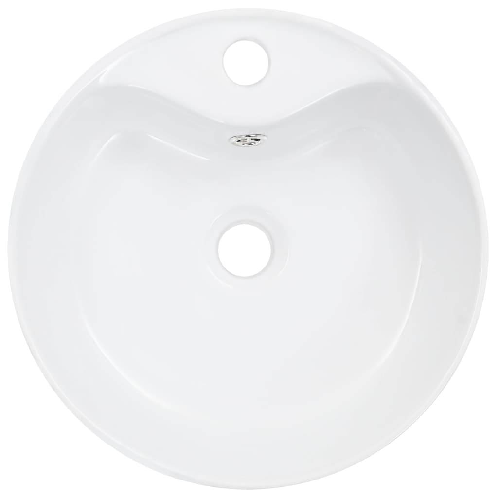 vidaXL Waschbecken mit Überlauf 36 x 13 cm Keramik Weiß