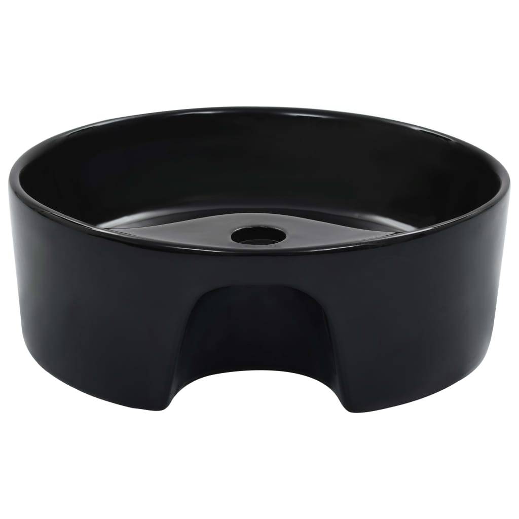 vidaXL Waschbecken mit Überlauf 36 x 13 cm Keramik Schwarz