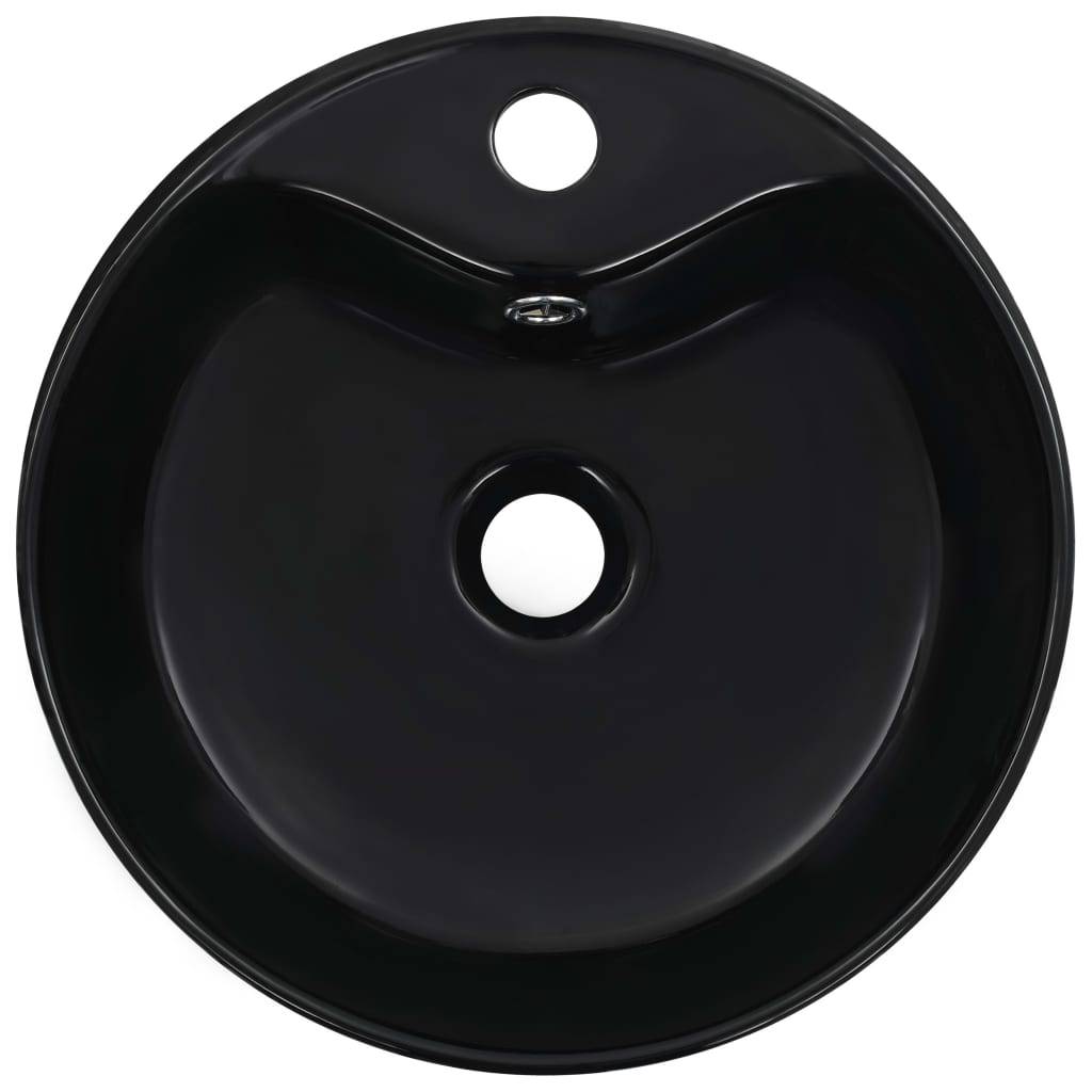 vidaXL Waschbecken mit Überlauf 36 x 13 cm Keramik Schwarz