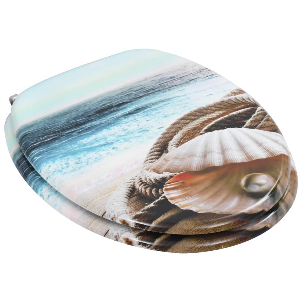 vidaXL Toilettensitz mit Deckel MDF Muschel-Design