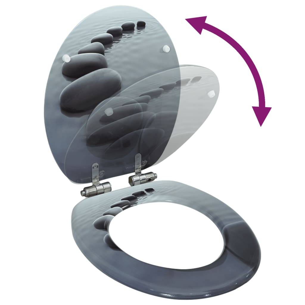 vidaXL Toilettensitz mit Soft-Close-Deckel MDF Stein-Design