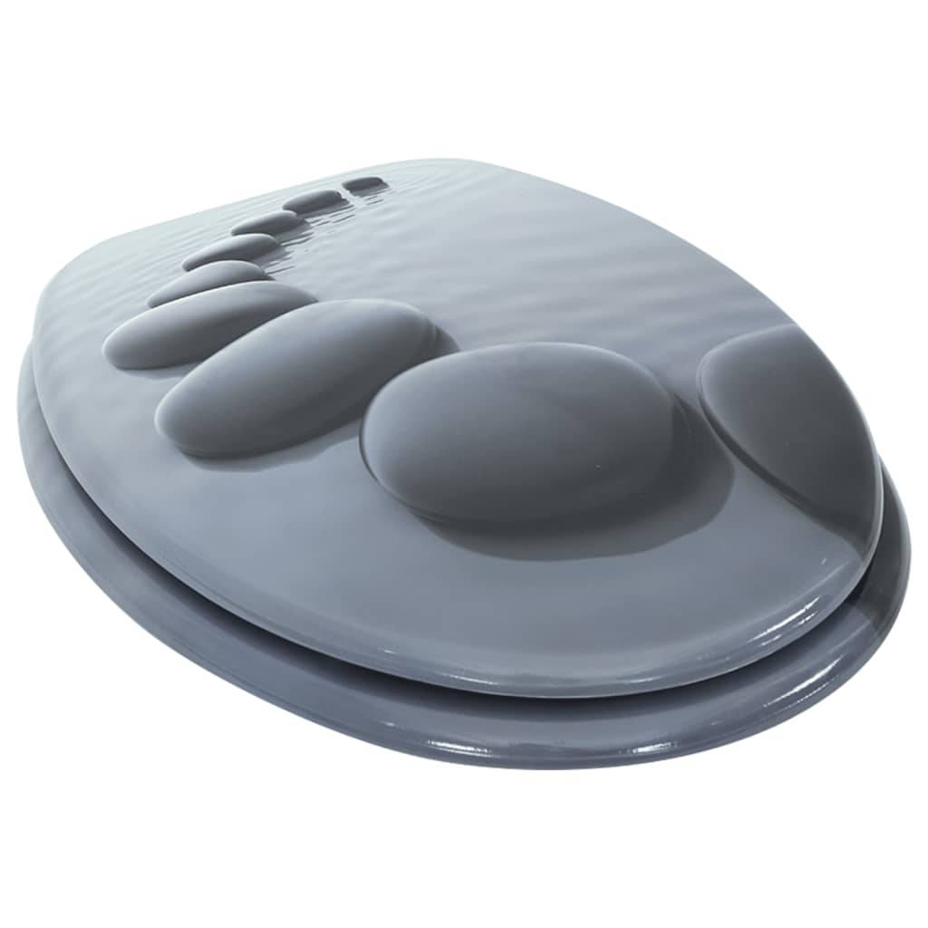 vidaXL Toilettensitz mit Soft-Close-Deckel MDF Stein-Design