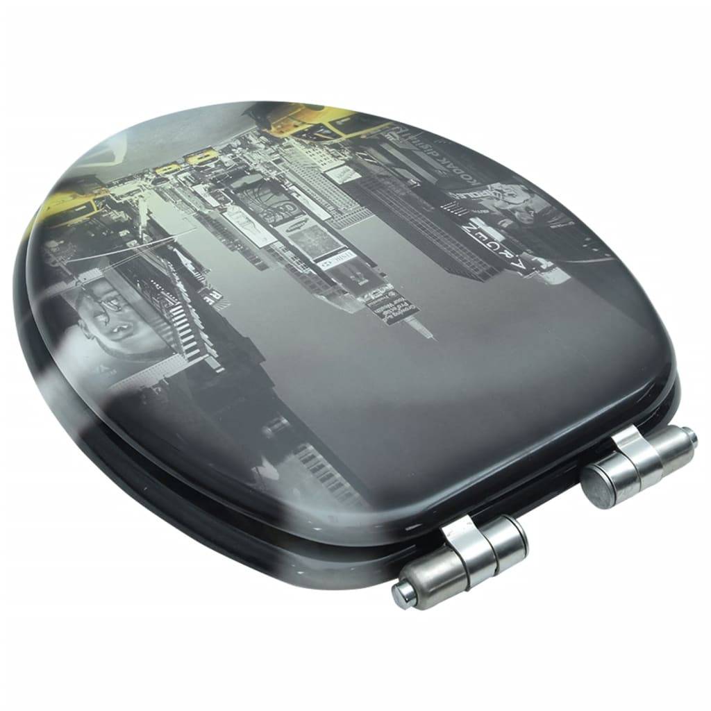 vidaXL Toilettensitz mit Soft-Close-Deckel MDF New York Design