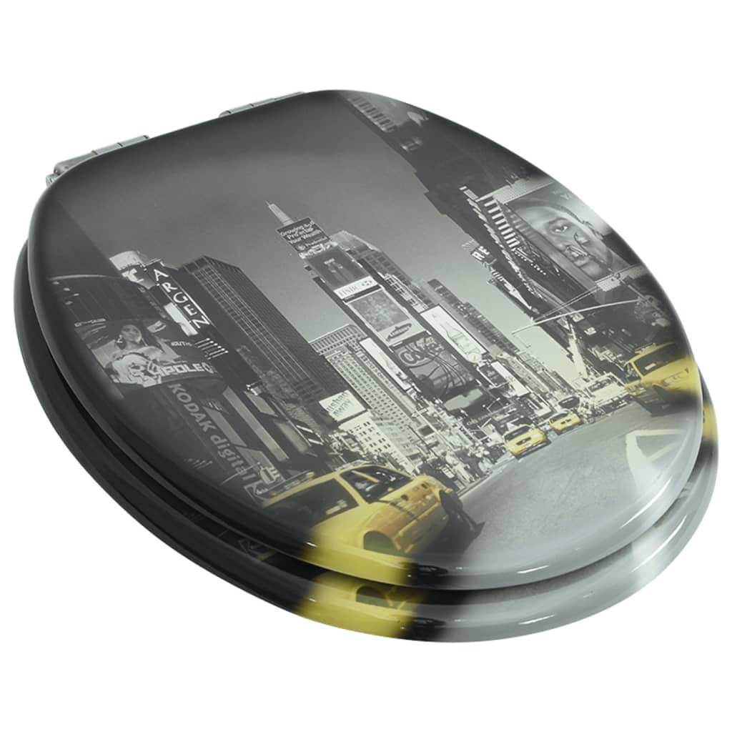 vidaXL Toilettensitz mit Soft-Close-Deckel MDF New York Design