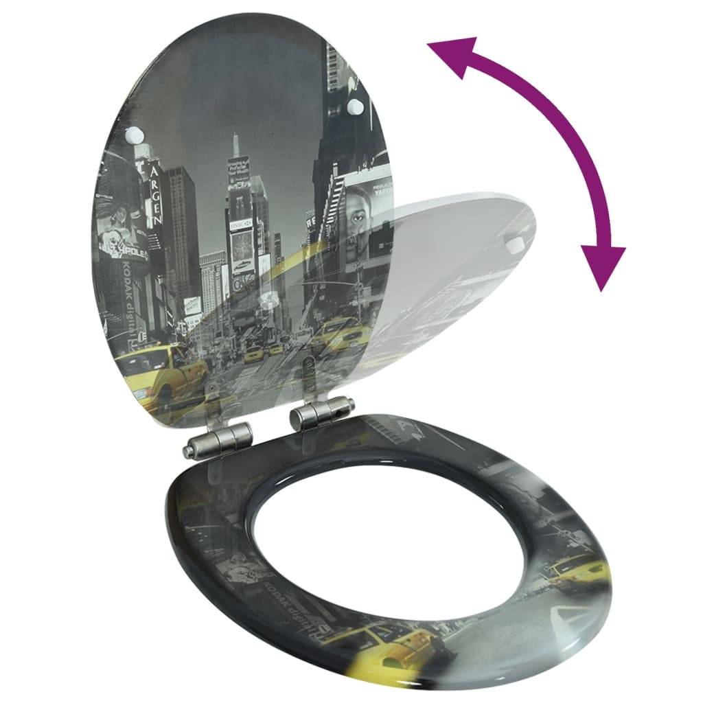 vidaXL Toilettensitz mit Soft-Close-Deckel MDF New York Design