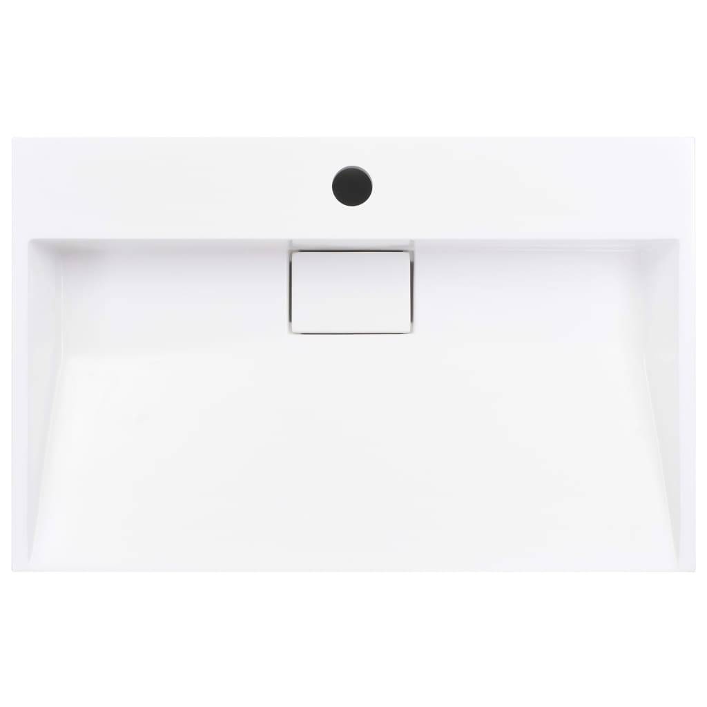 vidaXL Waschbecken 60 x 38 x 11 cm Mineralguss/Marmorguss Weiß