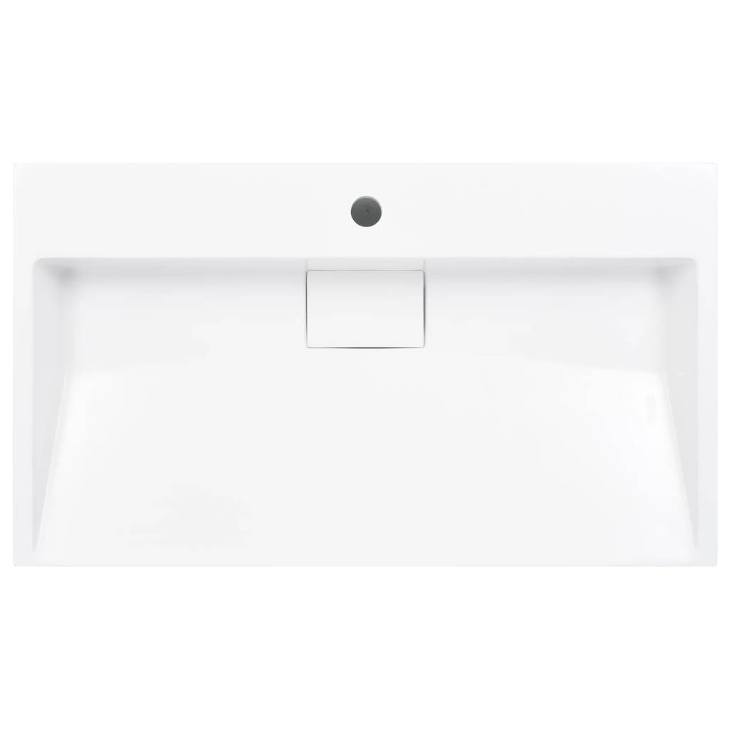 vidaXL Waschbecken 80 x 46 x 11 cm Mineralguss/Marmorguss Weiß
