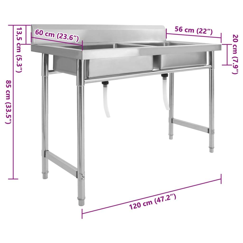 vidaXL Küchenspüle Doppelbecken Edelstahl