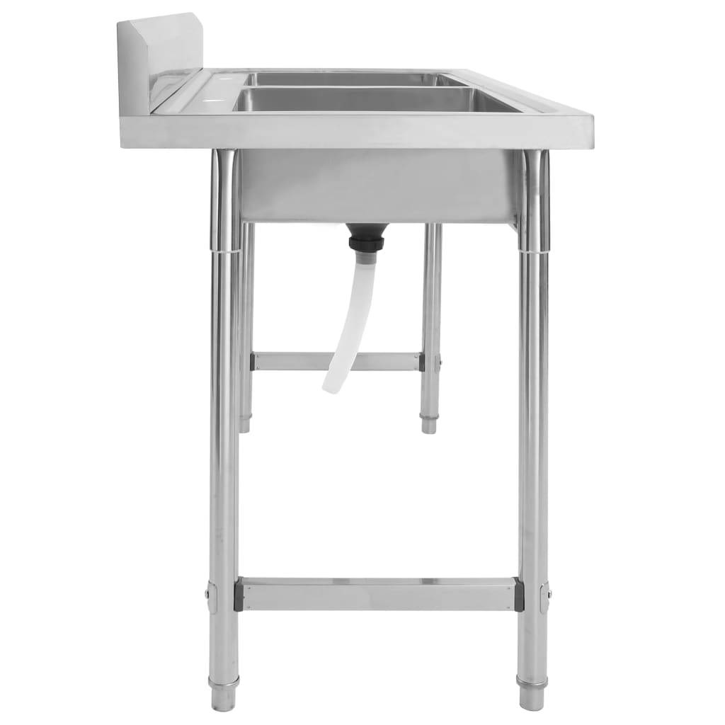 vidaXL Küchenspüle Doppelbecken Edelstahl