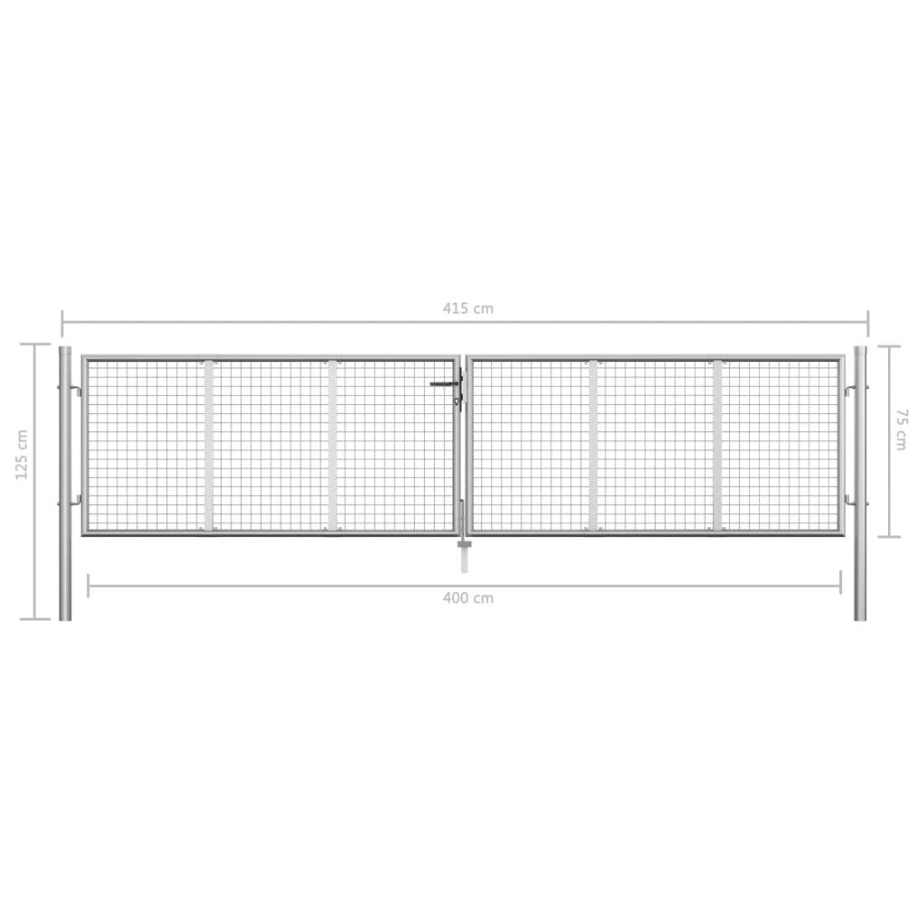 vidaXL Gartentor Verzinkter Stahl 415 x 125 cm Silbern