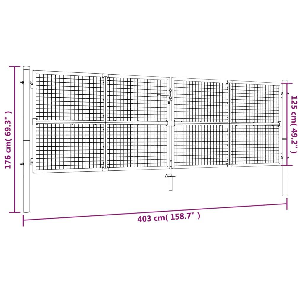 vidaXL Gartentor Verzinkter Stahl 415 x 175 cm Silbern