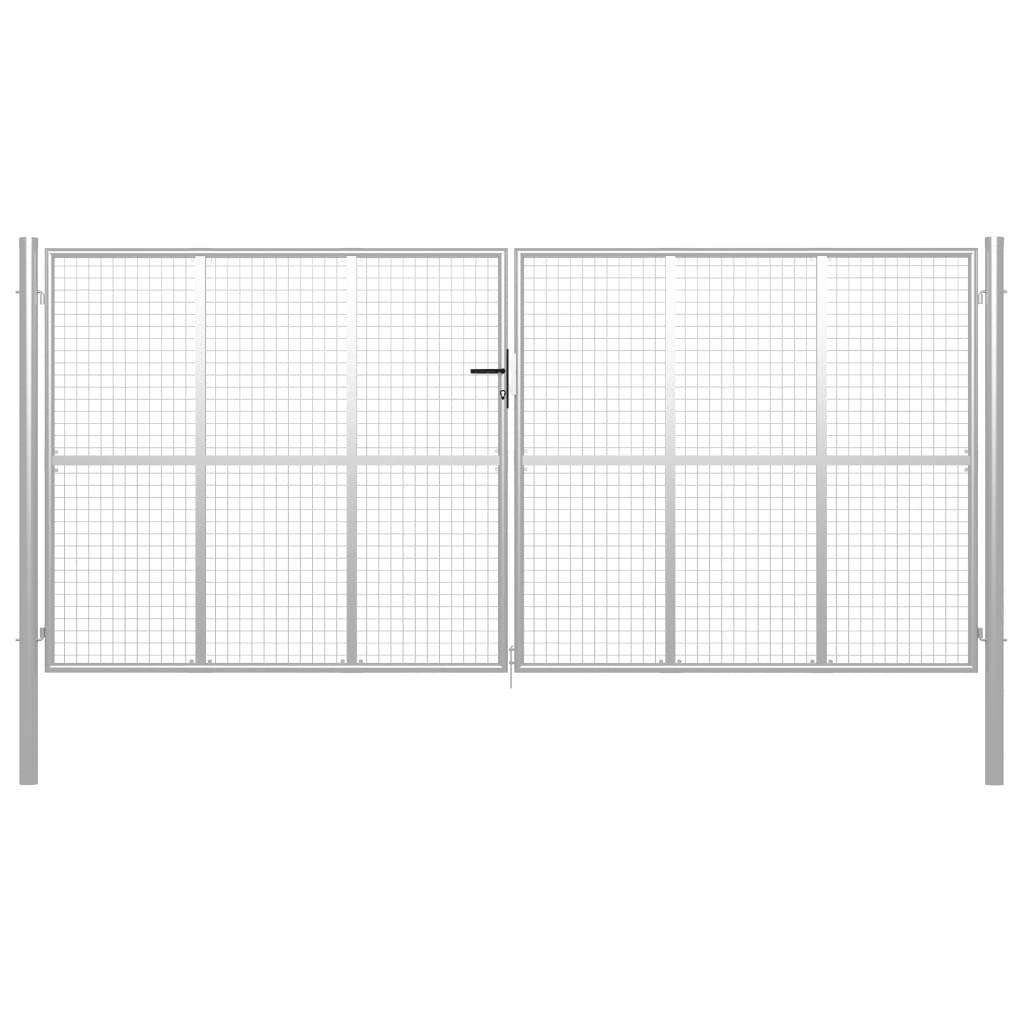 vidaXL Gartentor Verzinkter Stahl 415 x 250 cm Silbern