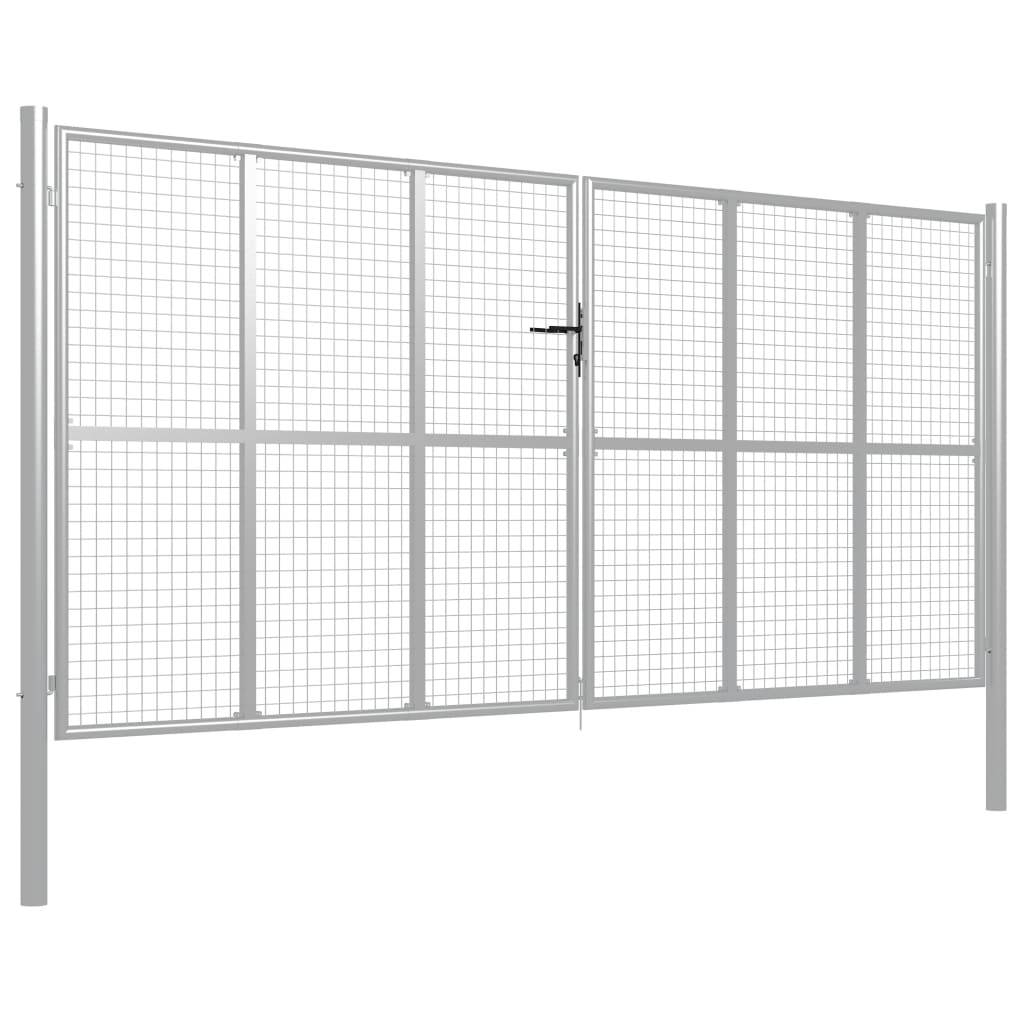 vidaXL Gartentor Verzinkter Stahl 415 x 250 cm Silbern