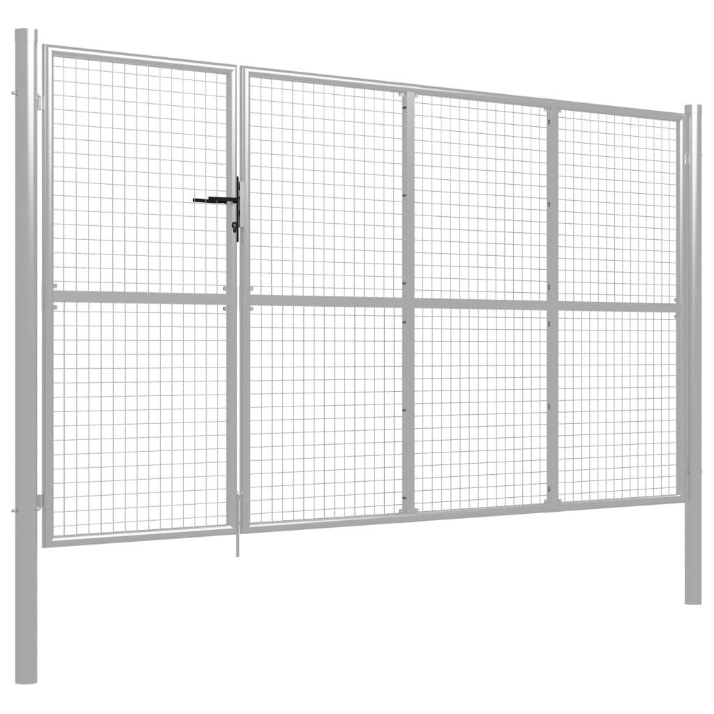 vidaXL Gartentor Stahl 350 x 175 cm Silbern