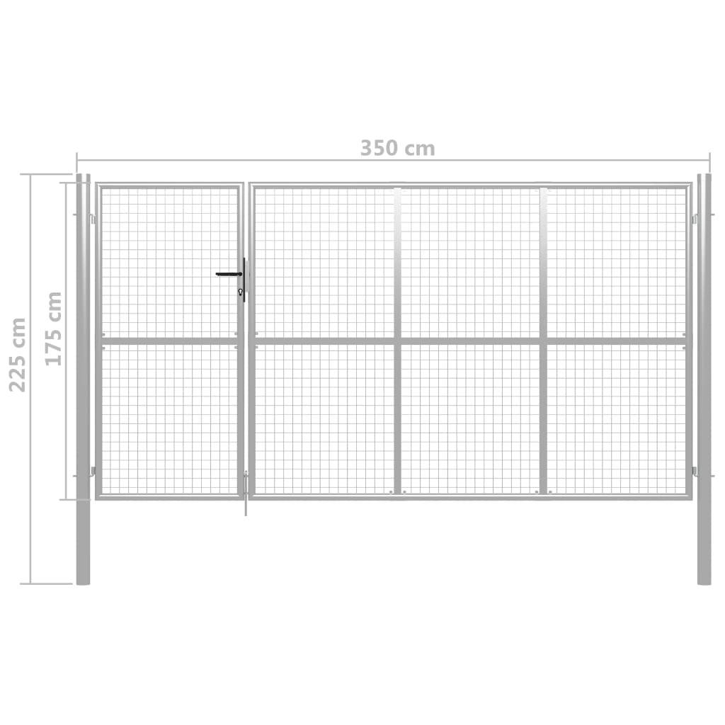 vidaXL Gartentor Stahl 350 x 175 cm Silbern