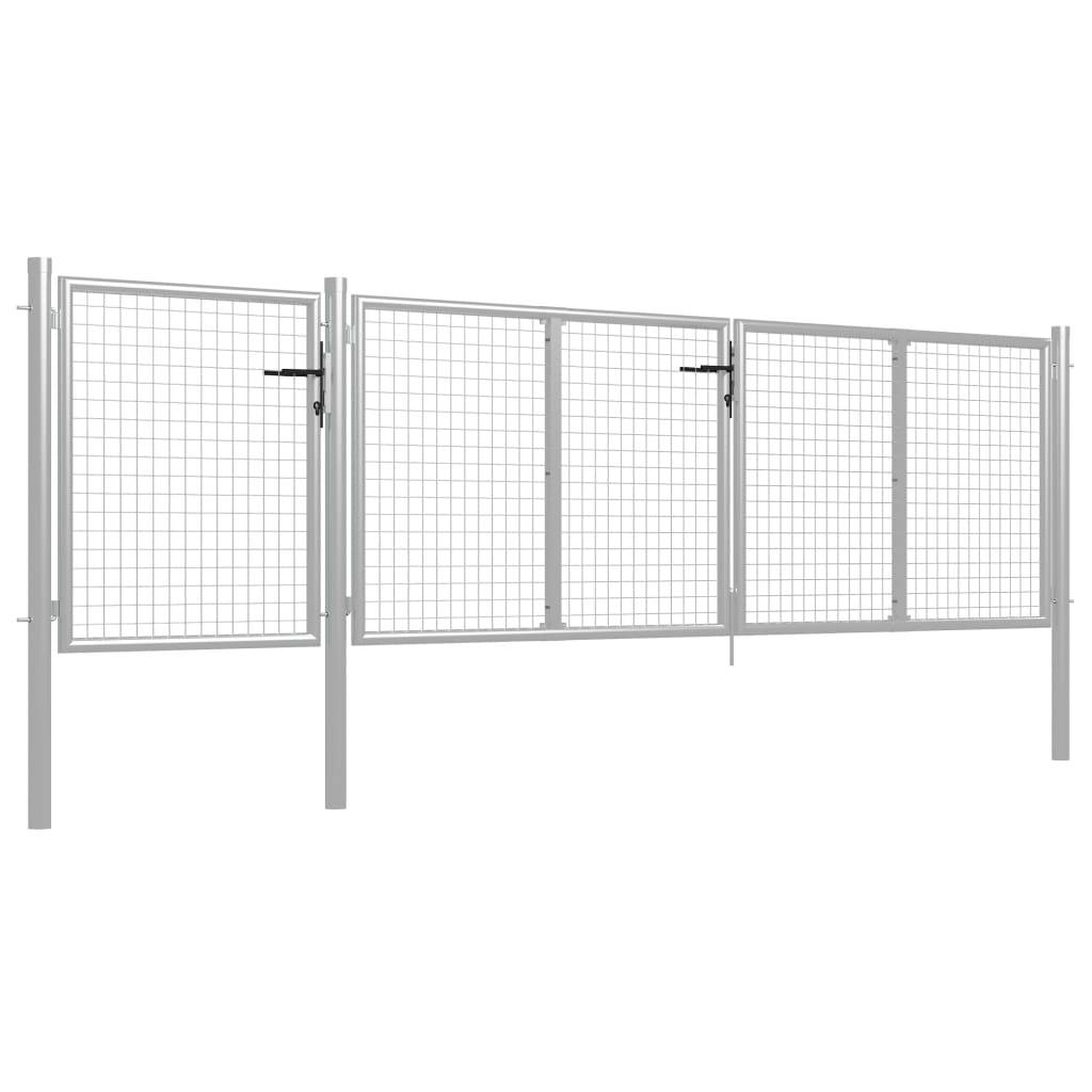 vidaXL Gartentor Stahl 400x75 cm Silbern